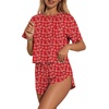 Ekouaer Womens Pajama Sets Sexy Lounge Sets Side Split Short Pj Sets(Little Heart)