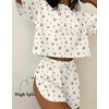 Ekouaer Womens Pajama Sets Sexy Lounge Sets Side Split Short Pj Sets(Little Pink Flower)