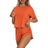 Ekouaer Womens Pajama Sets Sexy Lounge Sets Side Split Short Pj Sets(Orange)