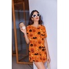 Ekouaer Womens Pajama Sets Sexy Lounge Sets Side Split Short Pj Sets(Orange Pumpkins and Bats)