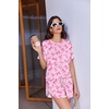 Ekouaer Womens Pajama Sets Sexy Lounge Sets Side Split Short Pj Sets(Pink Bow)