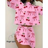 Ekouaer Womens Pajama Sets Sexy Lounge Sets Side Split Short Pj Sets(Pink Cherry Bow)