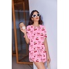 Ekouaer Womens Pajama Sets Sexy Lounge Sets Side Split Short Pj Sets(Pink Cherry Bow)