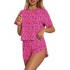 Ekouaer Womens Pajama Sets Sexy Lounge Sets Side Split Short Pj Sets(Pink Leopard)