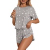 Ekouaer Womens Pajama Sets Sexy Lounge Sets Side Split Short Pj Sets(Pink Star)