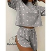 Ekouaer Womens Pajama Sets Sexy Lounge Sets Side Split Short Pj Sets(Pink Star)
