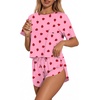 Ekouaer Womens Pajama Sets Sexy Lounge Sets Side Split Short Pj Sets(Pink Strawberry)