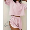 Ekouaer Womens Pajama Sets Sexy Lounge Sets Side Split Short Pj Sets(Pink and White Stripes)