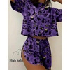Ekouaer Womens Pajama Sets Sexy Lounge Sets Side Split Short Pj Sets(Purple Spooky Castle)