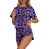 Ekouaer Womens Pajama Sets Sexy Lounge Sets Side Split Short Pj Sets(Purple Spooky Castle)