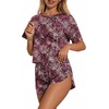 Ekouaer Womens Pajama Sets Sexy Lounge Sets Side Split Short Pj Sets(Rose Pink Black Leopard)
