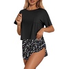Ekouaer Womens Pajama Sets Sexy Lounge Sets Side Split Short Pj Sets(Skeletal Frame)