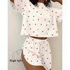 Ekouaer Womens Pajama Sets Sexy Lounge Sets Side Split Short Pj Sets(Yellow Little Cherry)