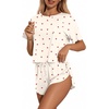 Ekouaer Womens Pajama Sets Sexy Lounge Sets Side Split Short Pj Sets(Yellow Little Cherry)