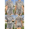 Ekouaer Womens Pajama Sets Sexy Lounge Sets Side Split Short Pj Sets(Zebra Pattern)