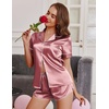 Ekouaer Womens Satin Pajama Set Silk Pj Short Sets 2 Piece Loungewear S-5XL(Dusty Rose)