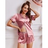 Ekouaer Womens Satin Pajama Set Silk Pj Short Sets 2 Piece Loungewear S-5XL(Dusty Rose)
