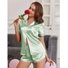 Ekouaer Womens Satin Pajama Set Silk Pj Short Sets 2 Piece Loungewear S-5XL(Ice Green)