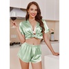 Ekouaer Womens Satin Pajama Set Silk Pj Short Sets 2 Piece Loungewear S-5XL(Ice Green)