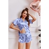 Ekouaer Womens Satin Pajama Set Silk Pj Short Sets 2 Piece Loungewear S-5XL(Light Blue Butterfly)