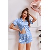 Ekouaer Womens Satin Pajama Set Silk Pj Short Sets 2 Piece Loungewear S-5XL(Moon and White Clouds)
