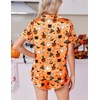 Ekouaer Womens Satin Pajama Set Silk Pj Short Sets 2 Piece Loungewear S-5XL(Orange Halloween Print)