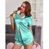 Ekouaer Womens Satin Pajama Set Silk Pj Short Sets 2 Piece Loungewear S-5XL(Peacock Blue)