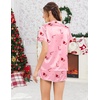 Ekouaer Womens Satin Pajama Set Silk Pj Short Sets 2 Piece Loungewear S-5XL(Pink Christmas Candy Cane)