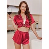 Ekouaer Womens Satin Pajama Set Silk Pj Short Sets 2 Piece Loungewear S-5XL(Red)