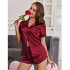 Ekouaer Womens Satin Pajama Set Silk Pj Short Sets 2 Piece Loungewear S-5XL(Wine Red)