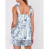 Ekouaer Womens Silk Pajama Set Bow Tie Knot Tank Top Satin Pjs Sets S-XXL(Blue Chinoiserie)