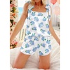 Ekouaer Womens Silk Pajama Set Bow Tie Knot Tank Top Satin Pjs Sets S-XXL(Blue Hydrangea)