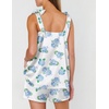 Ekouaer Womens Silk Pajama Set Bow Tie Knot Tank Top Satin Pjs Sets S-XXL(Blue Hydrangea)
