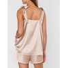 Ekouaer Womens Silk Pajama Set Bow Tie Knot Tank Top Satin Pjs Sets S-XXL(Champagne)