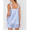 Ekouaer Womens Silk Pajama Set Bow Tie Knot Tank Top Satin Pjs Sets S-XXL(Cherry Blue Plaid)