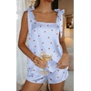 Ekouaer Womens Silk Pajama Set Bow Tie Knot Tank Top Satin Pjs Sets S-XXL(Cherry Blue Plaid)