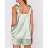 Ekouaer Womens Silk Pajama Set Bow Tie Knot Tank Top Satin Pjs Sets S-XXL(Light Green)