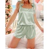 Ekouaer Womens Silk Pajama Set Bow Tie Knot Tank Top Satin Pjs Sets S-XXL(Light Green)