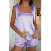 Ekouaer Womens Silk Pajama Set Bow Tie Knot Tank Top Satin Pjs Sets S-XXL(Lilac)