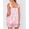 Ekouaer Womens Silk Pajama Set Bow Tie Knot Tank Top Satin Pjs Sets S-XXL(Pink Bow Stripe)