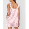 Ekouaer Womens Silk Pajama Set Bow Tie Knot Tank Top Satin Pjs Sets S-XXL(Pink Striped Bow Print)