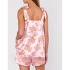 Ekouaer Womens Silk Pajama Set Bow Tie Knot Tank Top Satin Pjs Sets S-XXL(Vintage Floral Blush Pink)