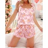 Ekouaer Womens Silk Pajama Set Bow Tie Knot Tank Top Satin Pjs Sets S-XXL(Vintage Floral Blush Pink)