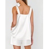 Ekouaer Womens Silk Pajama Set Bow Tie Knot Tank Top Satin Pjs Sets S-XXL(White)