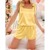 Ekouaer Womens Silk Pajama Set Bow Tie Knot Tank Top Satin Pjs Sets S-XXL(Yellow)