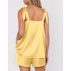 Ekouaer Womens Silk Pajama Set Bow Tie Knot Tank Top Satin Pjs Sets S-XXL(Yellow)