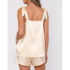 Ekouaer Womens Silk Pajama Set Bow Tie Knot Tank Top Satin Pjs Sets S-XXL(Yellow Floral)