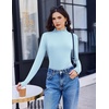 Turtleneck Tops for Women Long Sleeve Mock Neck Shirts Undershirts 3 Pack(Black/Brown/Light Blue)