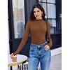 Turtleneck Tops for Women Long Sleeve Mock Neck Shirts Undershirts 3 Pack(Black/Brown/Light Brown)