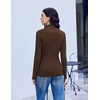 Turtleneck Tops for Women Long Sleeve Mock Neck Shirts Undershirts 3 Pack(Black/Brown/Yellow)